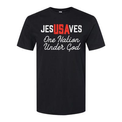 Jesus Saves Usa One Nation Under God Jesus Christian Gift Softstyle® CVC T-Shirt