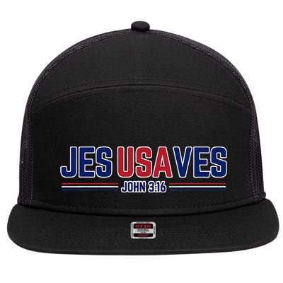 Jesus Saves Usa Christian Patriotic Jesusaves 7 Panel Mesh Trucker Snapback Hat