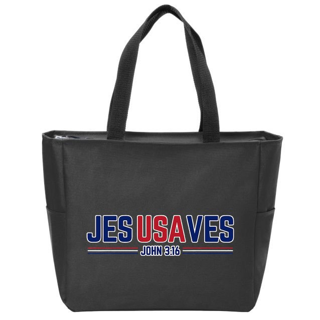 Jesus Saves Usa Christian Patriotic Jesusaves Zip Tote Bag