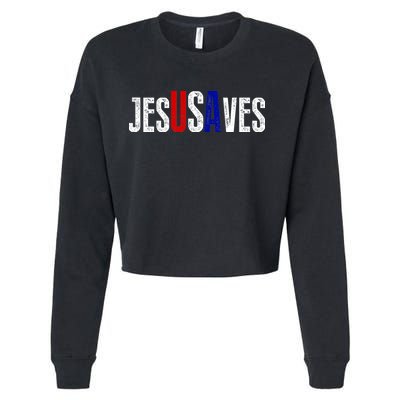 Jesus Saves USA  Cropped Pullover Crew