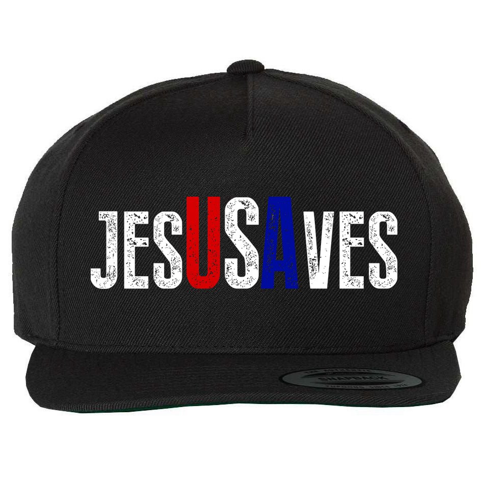 Jesus Saves USA  Wool Snapback Cap