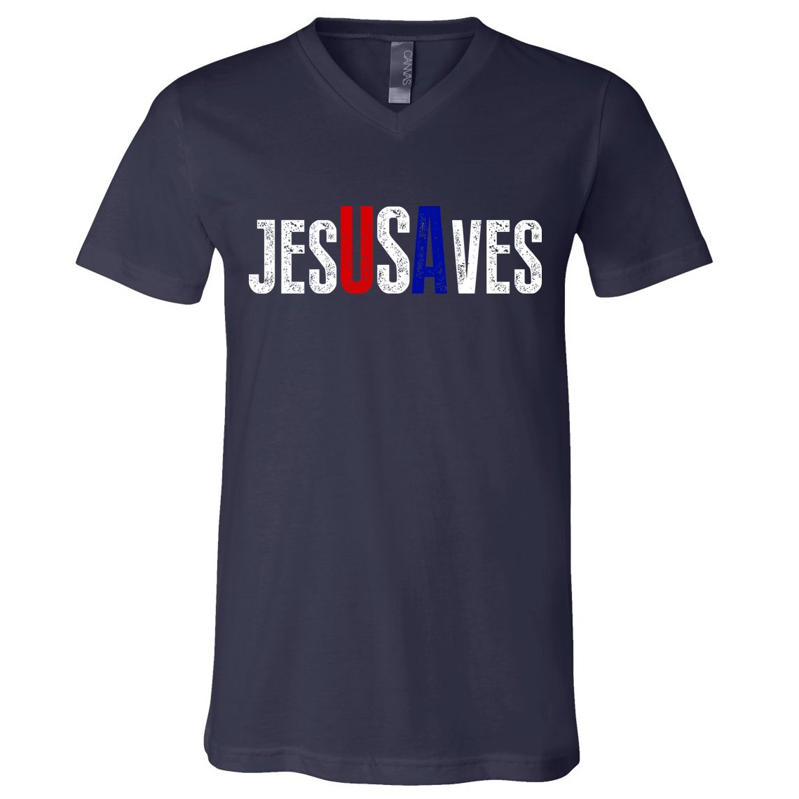 Jesus Saves USA  V-Neck T-Shirt