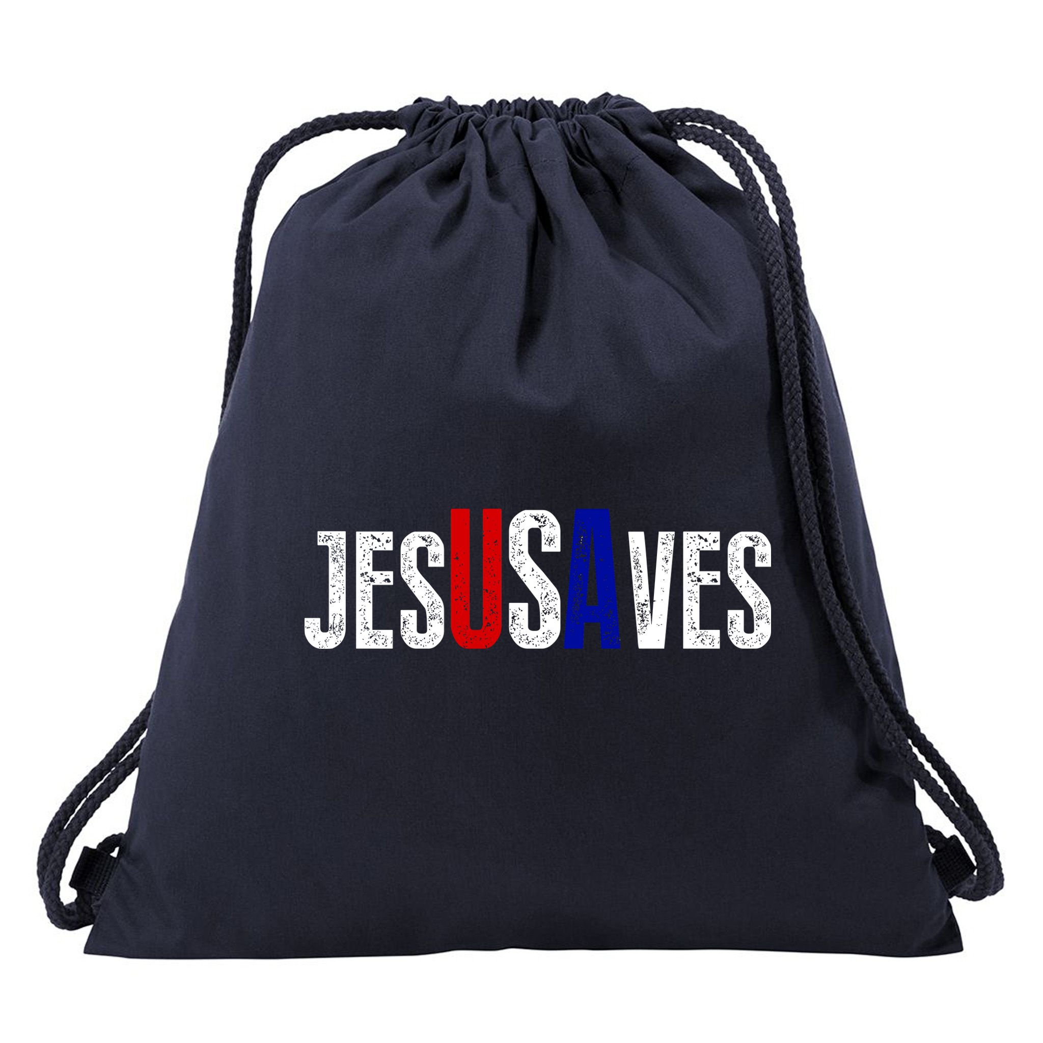 Jesus Saves USA  Drawstring Bag