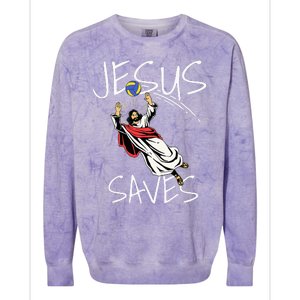 Jesus Saves Volleyball Gift Volleyball Team Colorblast Crewneck Sweatshirt