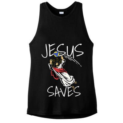 Jesus Saves Volleyball Gift Volleyball Team Ladies PosiCharge Tri-Blend Wicking Tank