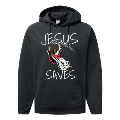 Jesus Saves Volleyball Gift Volleyball Team Performance Fleece Hoodie