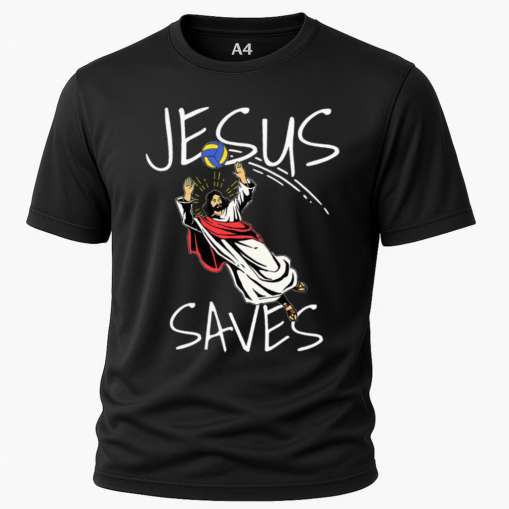 Jesus Saves Volleyball Gift Volleyball Team Cooling Performance Crew T-Shirt