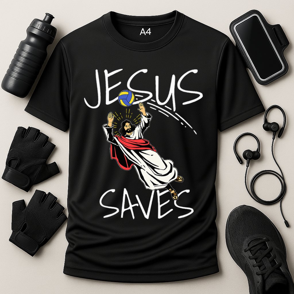 Jesus Saves Volleyball Gift Volleyball Team Cooling Performance Crew T-Shirt