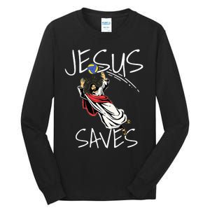 Jesus Saves Volleyball Gift Volleyball Team Tall Long Sleeve T-Shirt