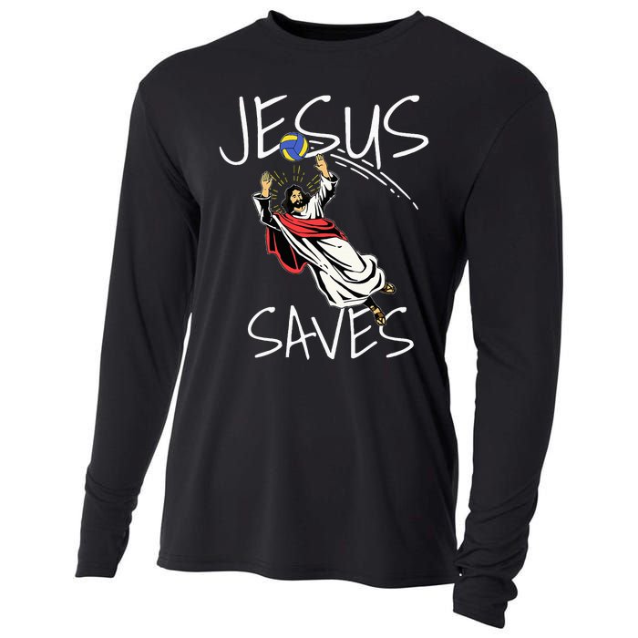 Jesus Saves Volleyball Gift Volleyball Team Cooling Performance Long Sleeve Crew