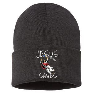 Jesus Saves Volleyball Gift Volleyball Team Sustainable Knit Beanie