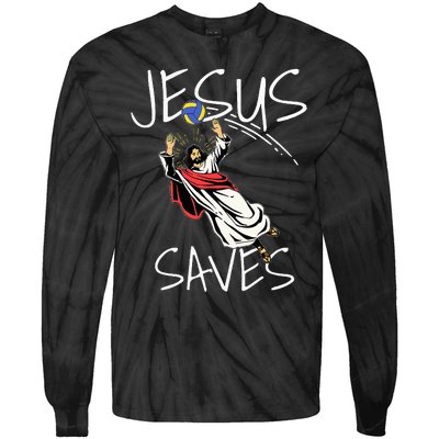 Jesus Saves Volleyball Gift Volleyball Team Tie-Dye Long Sleeve Shirt