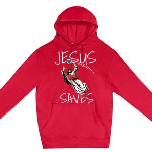 Jesus Saves Volleyball Gift Volleyball Team Premium Pullover Hoodie