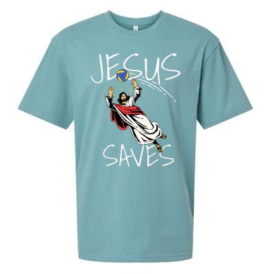 Jesus Saves Volleyball Gift Volleyball Team Sueded Cloud Jersey T-Shirt