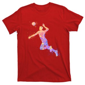 Jump Smash Volleyball Player, Watercolor Volleyball Player Men T-Shirt