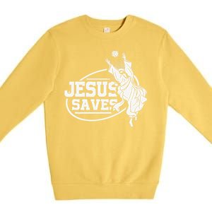 Jesus Saves Volleyball Gift Girls Premium Crewneck Sweatshirt