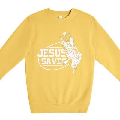 Jesus Saves Volleyball Gift Girls Premium Crewneck Sweatshirt