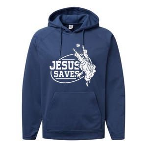 Jesus Saves Volleyball Gift Girls Performance Fleece Hoodie