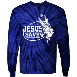 Jesus Saves Volleyball Gift Girls Tie-Dye Long Sleeve Shirt