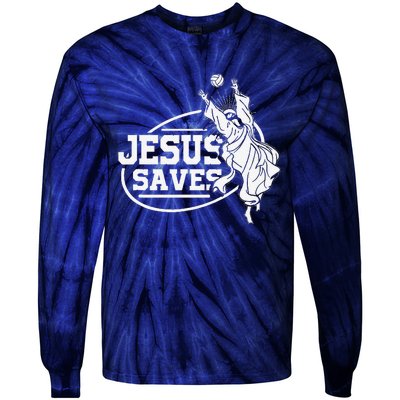 Jesus Saves Volleyball Gift Girls Tie-Dye Long Sleeve Shirt