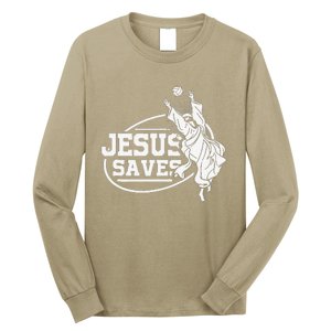 Jesus Saves Volleyball Gift Girls Long Sleeve Shirt