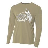 Jesus Saves Volleyball Gift Girls Cooling Performance Long Sleeve Crew