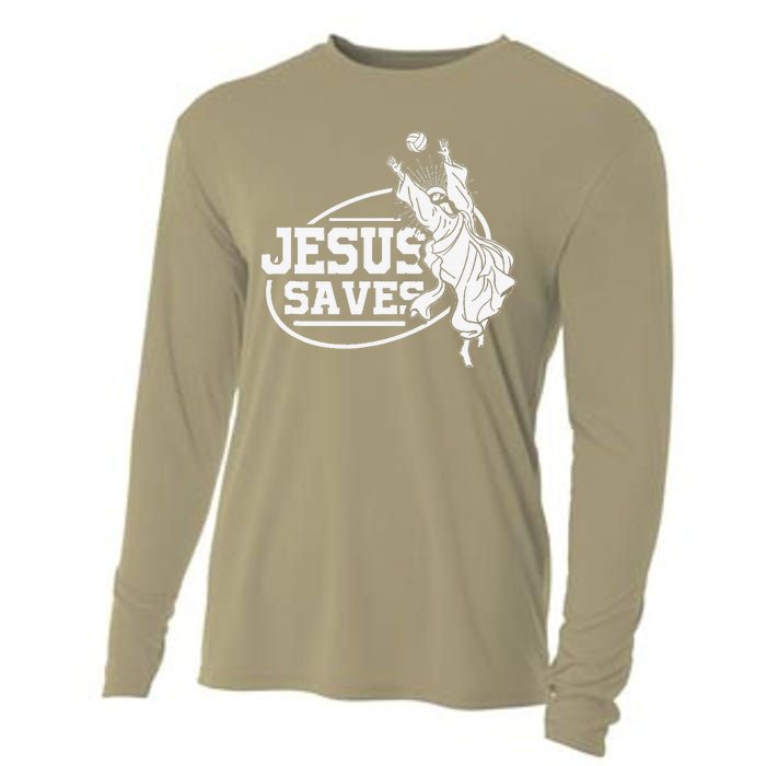 Jesus Saves Volleyball Gift Girls Cooling Performance Long Sleeve Crew