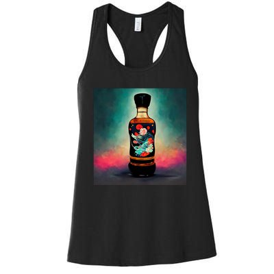 Japanese Sakura Whiskey Bottle Women's Racerback Tank