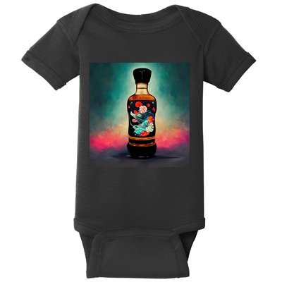 Japanese Sakura Whiskey Bottle Baby Bodysuit