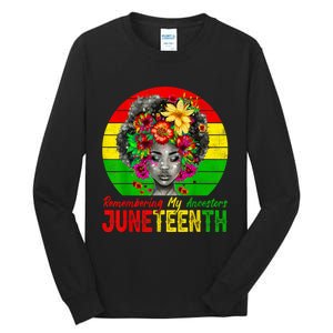 Juneteenth Shirts Women Remembering My Ancestors Black Women Tall Long Sleeve T-Shirt