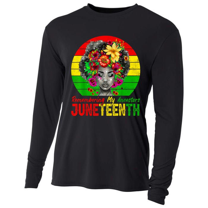 Juneteenth Shirts Women Remembering My Ancestors Black Women Cooling Performance Long Sleeve Crew