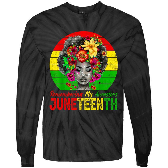 Juneteenth Shirts Women Remembering My Ancestors Black Women Tie-Dye Long Sleeve Shirt