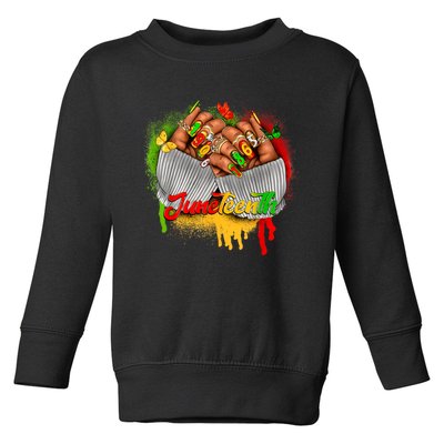 Juneteenth Shirts Women Celebrate Black Woman Hands Nails Toddler Sweatshirt