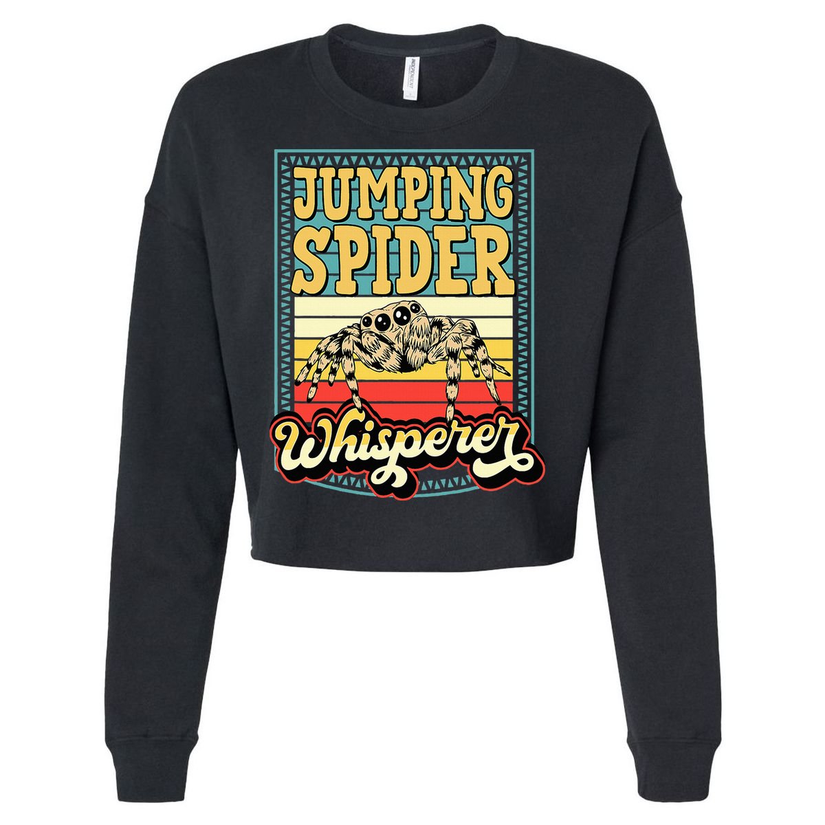 Jumping Spider Whisperer Funny Pet Jumping Spider Meme Cropped Pullover Crew