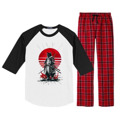 Japanese Samurai Warrior Cat Aesthetic Ninja Raglan Sleeve Pajama Set