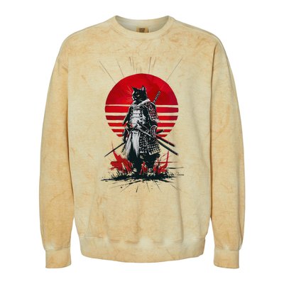 Japanese Samurai Warrior Cat Aesthetic Ninja Colorblast Crewneck Sweatshirt