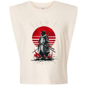 Japanese Samurai Warrior Cat Aesthetic Ninja Garment-Dyed Women's Muscle Tee