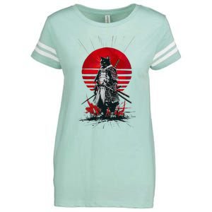 Japanese Samurai Warrior Cat Aesthetic Ninja Enza Ladies Jersey Football T-Shirt