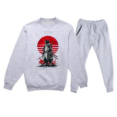 Japanese Samurai Warrior Cat Aesthetic Ninja Premium Crewneck Sweatsuit Set