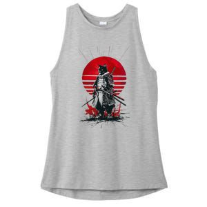 Japanese Samurai Warrior Cat Aesthetic Ninja Ladies PosiCharge Tri-Blend Wicking Tank