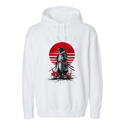 Japanese Samurai Warrior Cat Aesthetic Ninja Garment-Dyed Fleece Hoodie