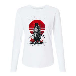 Japanese Samurai Warrior Cat Aesthetic Ninja Womens Cotton Relaxed Long Sleeve T-Shirt