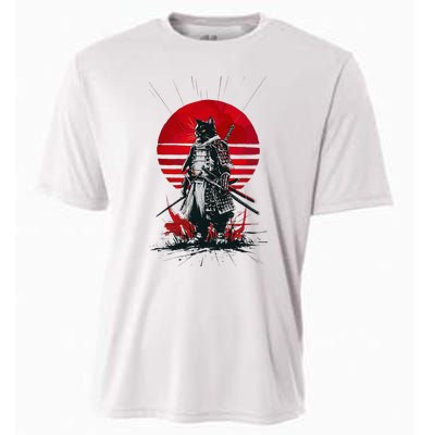 Japanese Samurai Warrior Cat Aesthetic Ninja Cooling Performance Crew T-Shirt