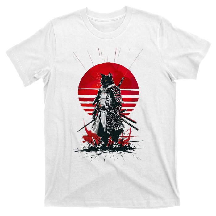 Japanese Samurai Warrior Cat Aesthetic Ninja T-Shirt