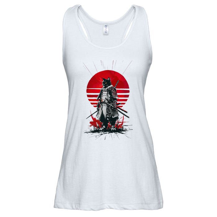 Japanese Samurai Warrior Cat Aesthetic Ninja Ladies Essential Flowy Tank