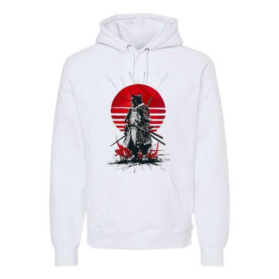 Japanese Samurai Warrior Cat Aesthetic Ninja Premium Hoodie