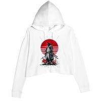 Japanese Samurai Warrior Cat Aesthetic Ninja Crop Fleece Hoodie