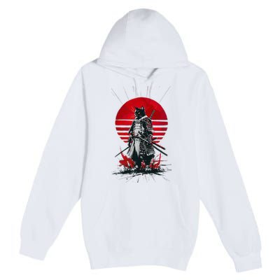 Japanese Samurai Warrior Cat Aesthetic Ninja Premium Pullover Hoodie