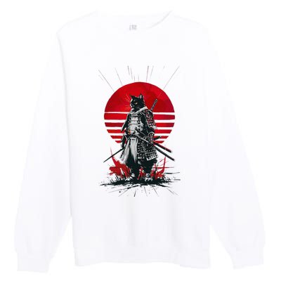 Japanese Samurai Warrior Cat Aesthetic Ninja Premium Crewneck Sweatshirt