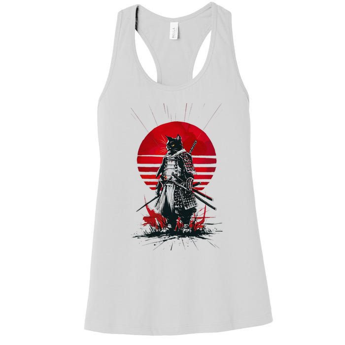 Japanese Samurai Warrior Cat Aesthetic Ninja Women's Racerback Tank